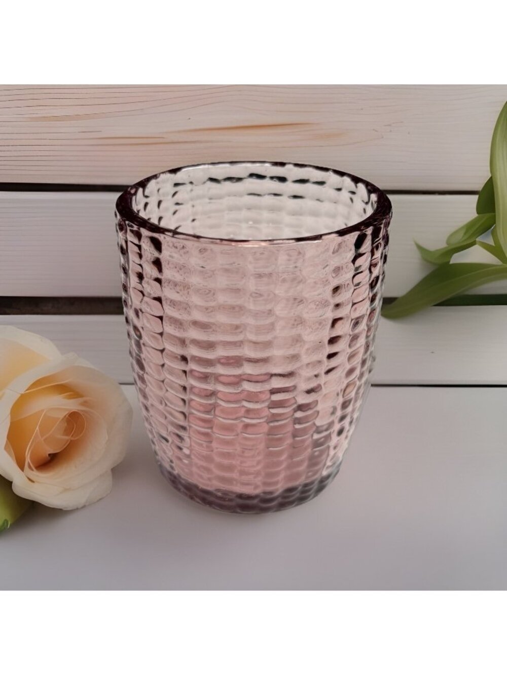 IKEA Purple Hobnail Glass Toothbrush Holder 4” Bubble Glass Bathroom Tumbler Cup